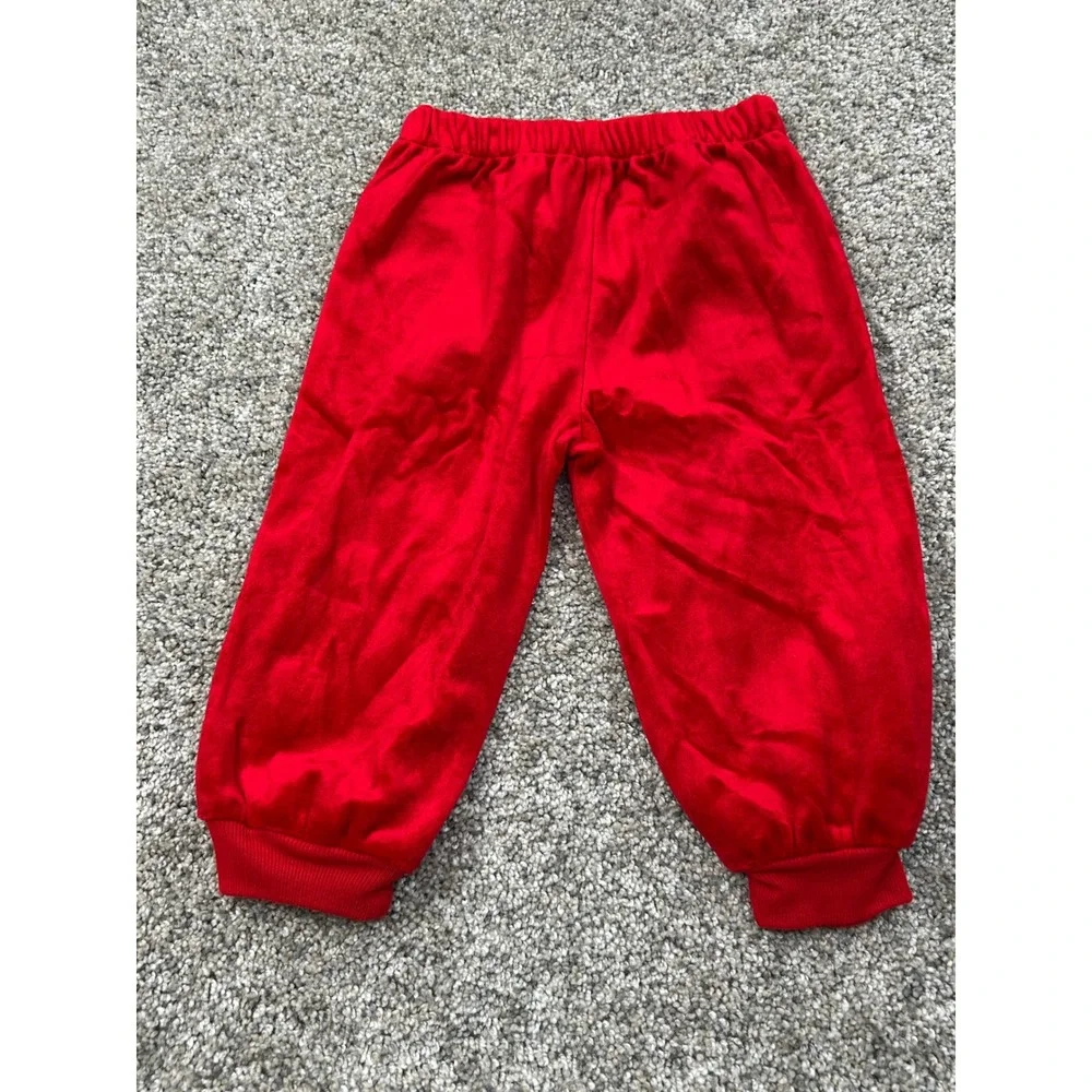 Vintage New York Kids Red Velour Lace Collar Outfit Set 24MO Holiday USA #0633